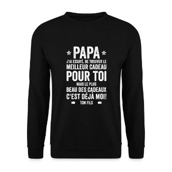 Papa Meilleur Cadeau C'est Moi Ton Fils - Sweat-shirt Unisexe - noir - Devant - Alina (178cm) & Michal (187cm)