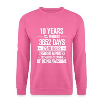 10 Jahre Genial Deko Geburtstag Geschenk Lustig - Unisex Pullover - Pink - Vorne