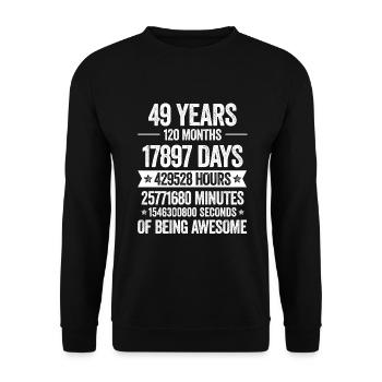 49999 Years Awesome Decoration Birthday Gift Funny - Unisex Sweatshirt - black - Front - Alina (178cm) & Michal (187cm)