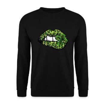 Irlande irlandaise Trèfle Lèvres vertes Saint-Patrick - Sweat-shirt Unisexe - noir - Devant - Alina (178cm) & Michal (187cm)