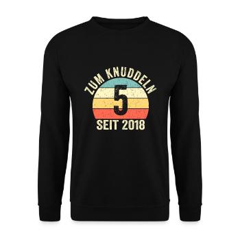 Geburtstag Junge Mädchen 5 Jahre Seit 2018 - Unisex Pullover - Schwarz - Vorne - Alina (178cm) & Michal (187cm)