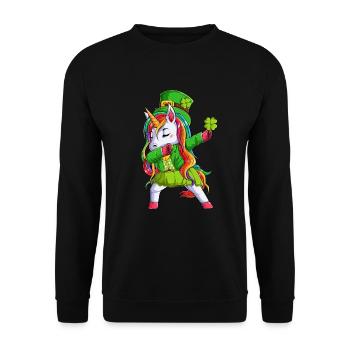 Irish Unicorn Green Clover St Patrick's Day - Unisex Sweatshirt - black - Front - Alina (178cm) & Michal (187cm)