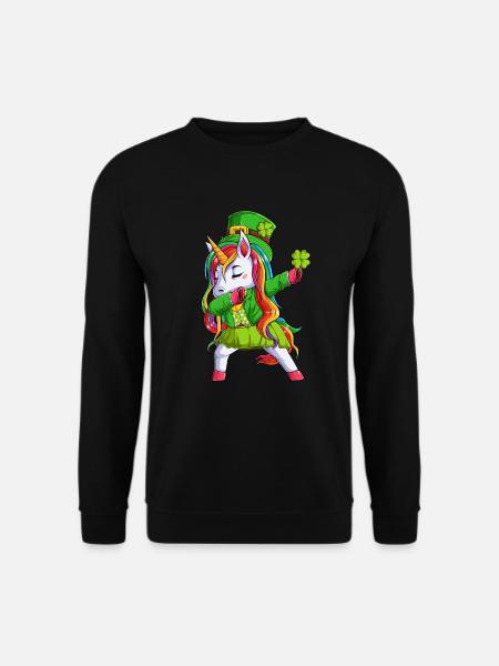 Irish Einhorn Grün Kleeblatt St Patricks Day - Unisex Pullover - Schwarz