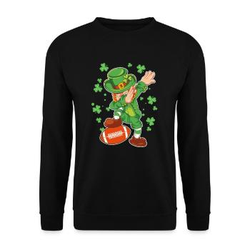 St Patricks Day Football Green Dabbing Leprechaun - Unisex Sweatshirt - black - Front - Alina (178cm) & Michal (187cm)