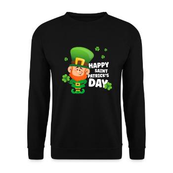 Irlande irlandaise Lucky Goblin Drôle St Patrick’s Day - Sweat-shirt Unisexe - noir - Devant - Alina (178cm) & Michal (187cm)