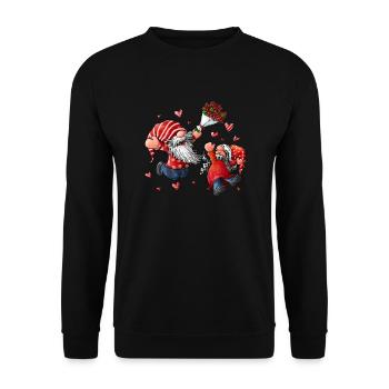 gnome pair of roses heart partner you him valentine's day - Unisex Sweatshirt - black - Front - Alina (178cm) & Michal (187cm)
