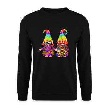 Gnome couple hippie partenaire vous lui Saint-Valentin - Sweat-shirt Unisexe - noir - Devant - Alina (178cm) & Michal (187cm)