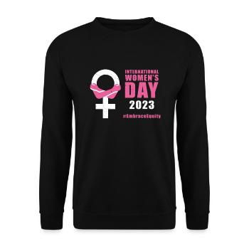 International Women's Day 8 March #EmbraceEquity - Unisex Sweatshirt - black - Front - Alina (178cm) & Michal (187cm)