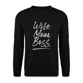 Femme Maman Boss Maman Fête des mères disant maman - Sweat-shirt Unisexe - noir - Devant - Alina (178cm) & Michal (187cm)