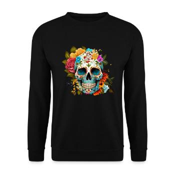 La Catrina Day of the Dead Sugar Skull - Unisex Sweatshirt - black - Front - Alina (178cm) & Michal (187cm)