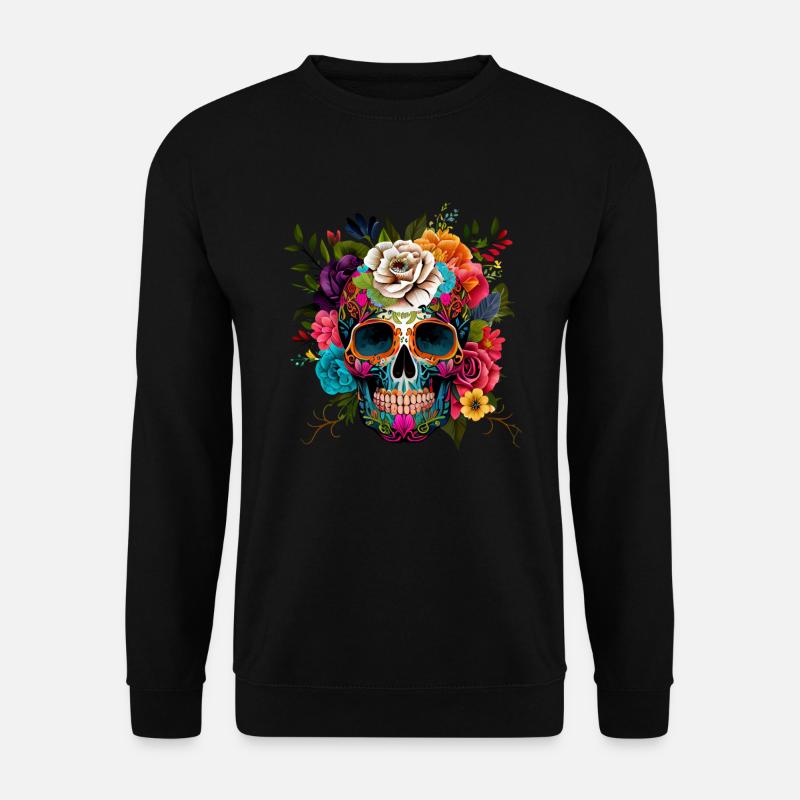 Día De Muertos Sugar Skull Mexikanischer Totenkopf - Unisex Pullover - Schwarz