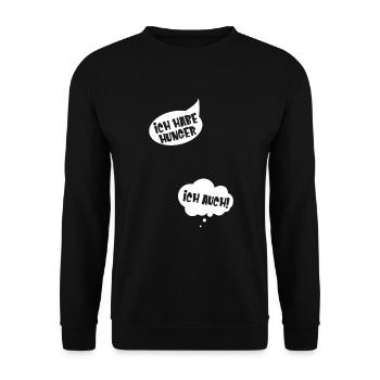 Ich habe Hunger Schwangerschaft verkünden - Unisex Pullover - Schwarz - Vorne - Alina (178cm) & Michal (187cm)