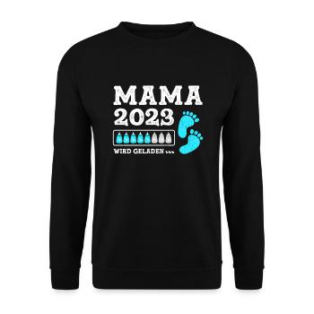 Mutter 2023 Werdende Mama Loading 2023 - Unisex Pullover - Schwarz - Vorne - Alina (178cm) & Michal (187cm)