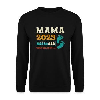 Mutter 2023 Werdende Mama Loading 2023 - Unisex Pullover - Schwarz - Vorne - Alina (178cm) & Michal (187cm)