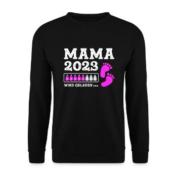 Mutter 2023 Werdende Mama Loading 2023 - Unisex Pullover - Schwarz - Vorne - Alina (178cm) & Michal (187cm)