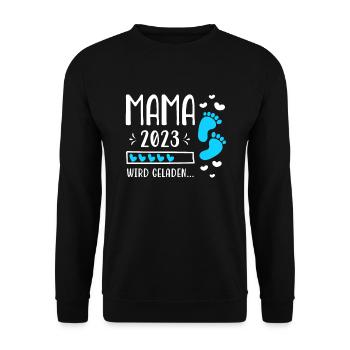 Mutter 2023 Werdende Mama Loading 2023 - Unisex Pullover - Schwarz - Vorne - Alina (178cm) & Michal (187cm)