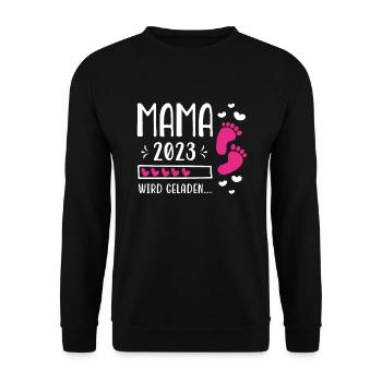 Mutter 2023 Werdende Mama Loading 2023 - Unisex Pullover - Schwarz - Vorne - Alina (178cm) & Michal (187cm)