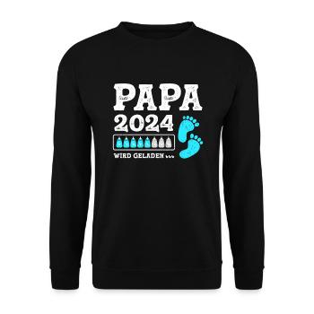 Vater 2024 Werdender Papa Loading 2024 - Unisex Pullover - Schwarz - Vorne - Alina (178cm) & Michal (187cm)