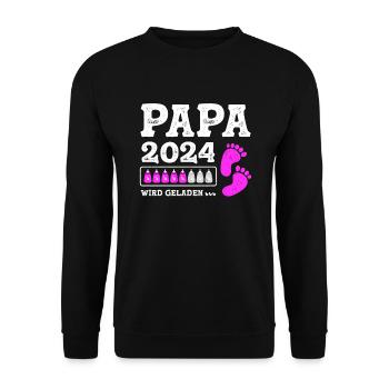 Vater 2024 Werdender Papa Loading 2024 - Unisex Pullover - Schwarz - Vorne - Alina (178cm) & Michal (187cm)