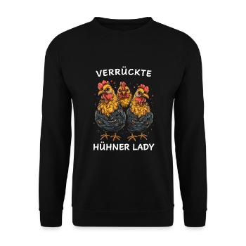 Witziger Spruch Landwirt Bauer Hühner Henne - Unisex Pullover - Schwarz - Vorne - Alina (178cm) & Michal (187cm)