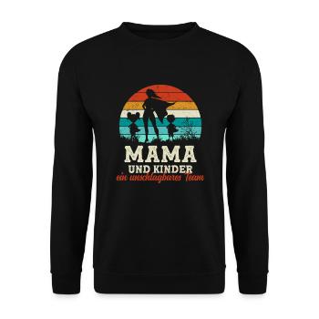 Team Super Mama und Kinder Muttertag - Unisex Pullover - Schwarz - Vorne - Alina (178cm) & Michal (187cm)