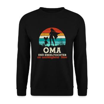 Team Oma Enkeltochter Muttertag Super Oma - Unisex Pullover - Schwarz - Vorne - Alina (178cm) & Michal (187cm)