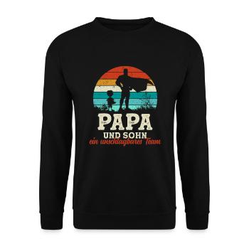Team Super Papa und Sohn Vatertag Geschenk - Unisex Pullover - Schwarz - Vorne - Alina (178cm) & Michal (187cm)