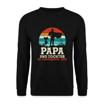 Team Super Papa und Tochter Vatertag Geschenk - Unisex Pullover - Schwarz - Vorne - Alina (178cm) & Michal (187cm)