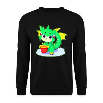 Vilain mignon vert fantaisie dragon - Sweat-shirt Unisexe - noir - Devant - Alina (178cm) & Michal (187cm)