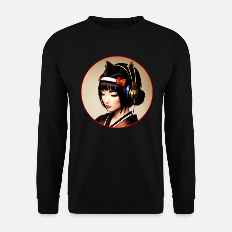 Geisha moderne avec écouteurs - Sweat-shirt Unisexe - noir