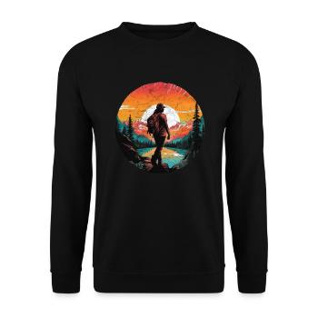 Hiking Mrs. Mountaineer Boulderer Trekking - Unisex Sweatshirt - black - Front - Alina (178cm) & Michal (187cm)