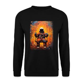 Astronaut Auf Schaukel Weltraum Galaxie Planeten - Unisex Pullover - Schwarz - Vorne - Alina (178cm) & Michal (187cm)