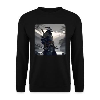 Lone Samurai Warrior Black White Asia Kendo - Unisex Sweatshirt - black - Front - Alina (178cm) & Michal (187cm)