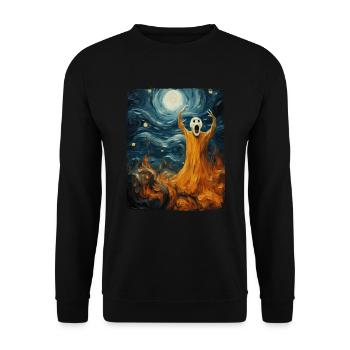Ghost Costume Creepy Halloween Art - Unisex Sweatshirt - black - Front - Alina (178cm) & Michal (187cm)