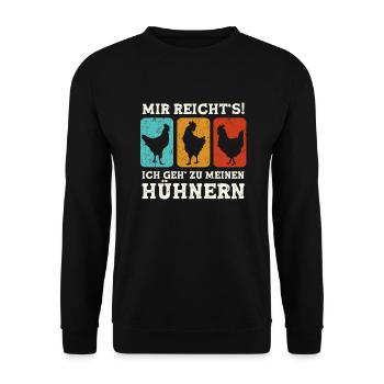 Bauernhof Landwirt Hennen Huhn Hühner - Unisex Pullover - Schwarz - Vorne - Alina (178cm) & Michal (187cm)