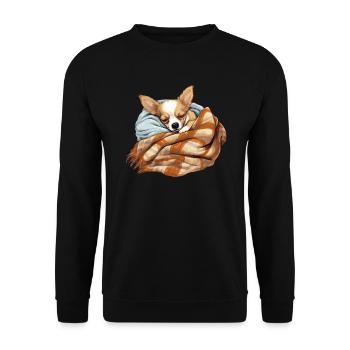Chien Chihuahua endormi Ami chien - Sweat-shirt Unisexe - noir - Devant - Alina (178cm) & Michal (187cm)