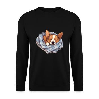 Chien Corgi endormi Chien Ami - Sweat-shirt Unisexe - noir - Devant - Alina (178cm) & Michal (187cm)