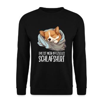 Offizielles Schlafshirt Corgi Pyjama Oberteil - Unisex Pullover - Schwarz - Vorne - Alina (178cm) & Michal (187cm)