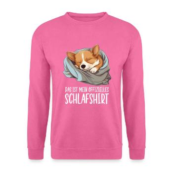 Offizielles Schlafshirt Corgi Pyjama Oberteil - Unisex Pullover - Pink - Vorne