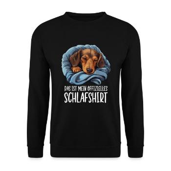 Offizielles Schlafshirt Dackel Pyjama Oberteil - Unisex Pullover - Schwarz - Vorne - Alina (178cm) & Michal (187cm)