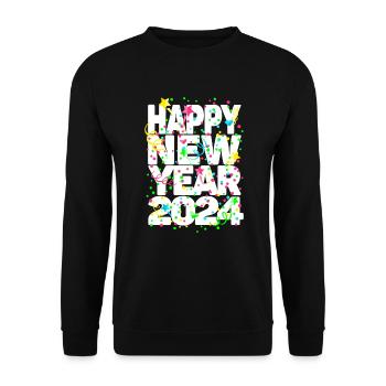 New Year's Eve Party Happy New Year 2024 - Unisex Sweatshirt - black - Front - Alina (178cm) & Michal (187cm)