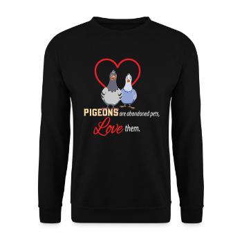 Love the Pigeons Design für Taubenliebhaber - Unisex Pullover - Schwarz - Vorne - Alina (178cm) & Michal (187cm)