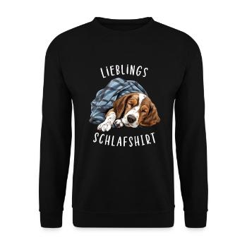 Lieblings Schlafshirt Epagneul Breton Schlafshirt - Unisex Pullover - Schwarz - Vorne - Alina (178cm) & Michal (187cm)