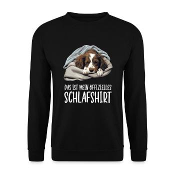 Official Epagneul Breton Dog Sleep Shirt - Unisex Sweatshirt - black - Front - Alina (178cm) & Michal (187cm)