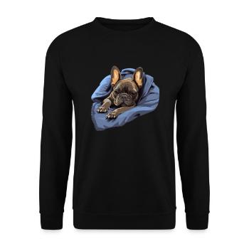 chiot chien mignon bouledogue français - Sweat-shirt Unisexe - noir - Devant - Alina (178cm) & Michal (187cm)
