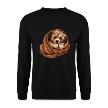 Chiot chien mignon bichon havanais - Sweat-shirt Unisexe - noir - Devant - Alina (178cm) & Michal (187cm)