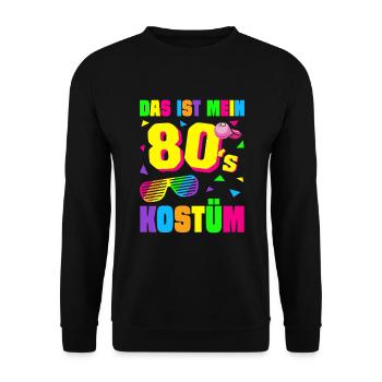 80er Jahre Motto Party Kostüm Outfit - Unisex Pullover - Schwarz - Vorne - Alina (178cm) & Michal (187cm)
