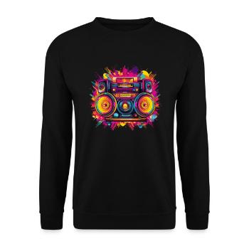 80s Themed Party Costume Outfit - Unisex Sweatshirt - black - Front - Alina (178cm) & Michal (187cm)