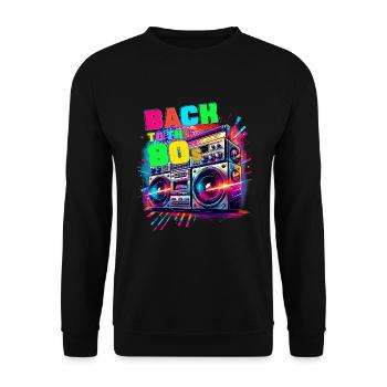 Back To The 80s Themed Party 80s Costume - Unisex Sweatshirt - black - Front - Alina (178cm) & Michal (187cm)