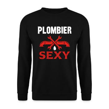 plombier sexy - Sweat-shirt Unisexe - noir - Devant - Alina (178cm) & Michal (187cm)